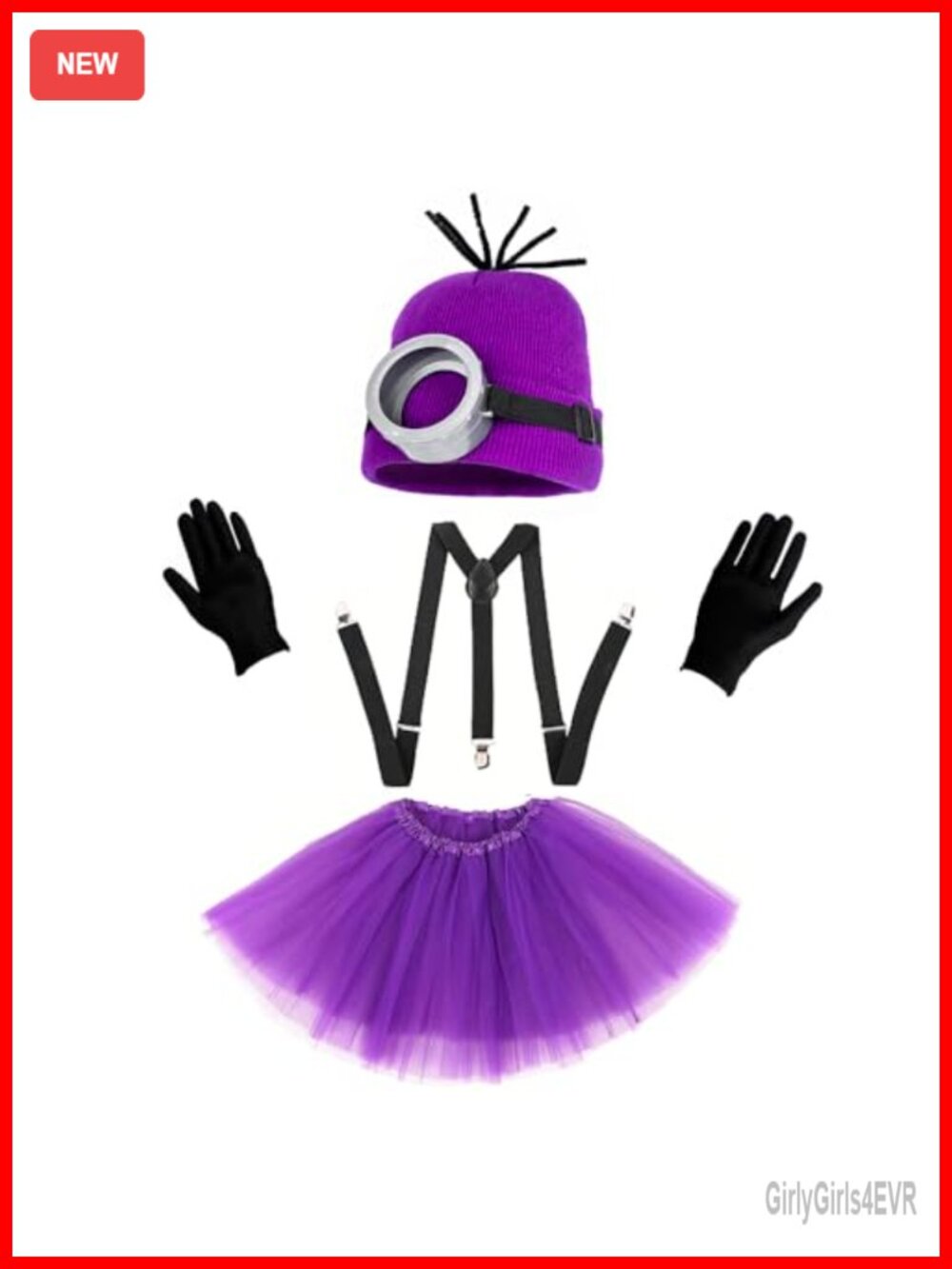 5Pc Halloween Cosplay Costume Accessory Set Polyester Tutu Beanie Goggle Gloves